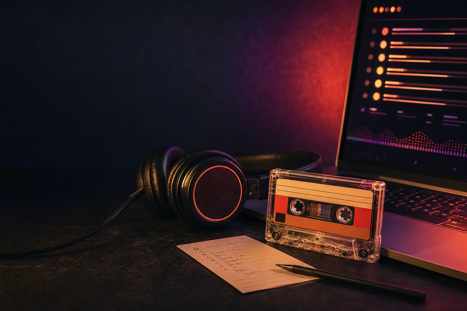 Human-curated music playlists and algorithmic music discovery concept